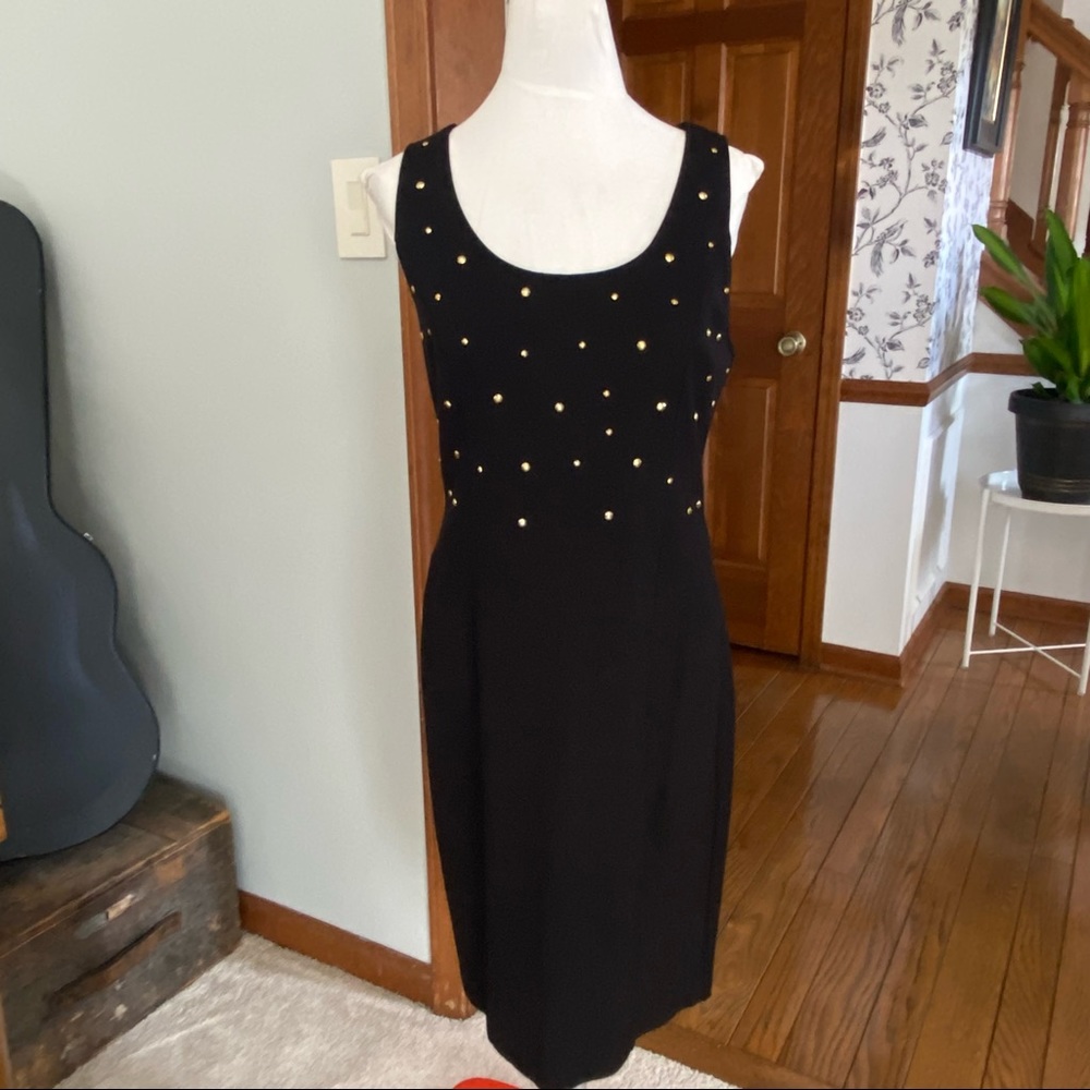 🆕 Carmen Marc Valvo studded black tank dress size 10 new with tags